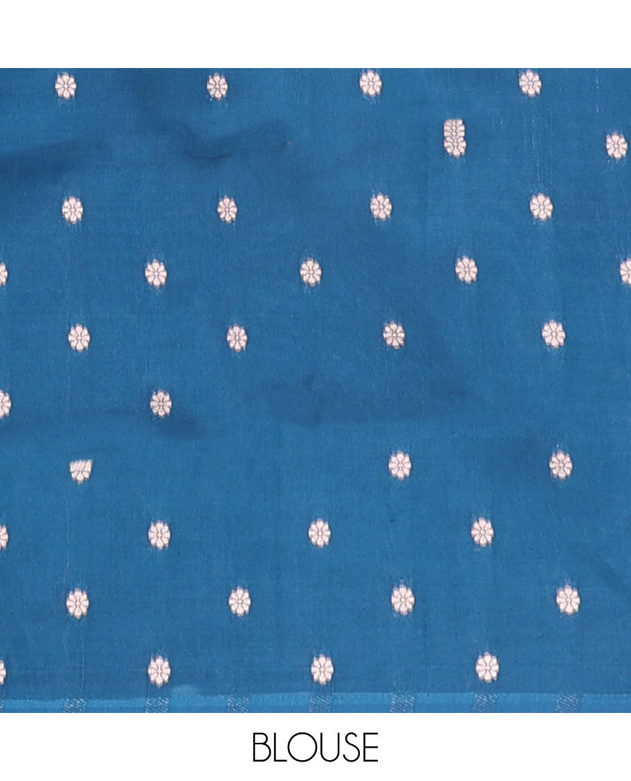 Light lavender butter silk saree with zari buttas, contrast zari border of paisley & floral creeper & intricate pallu