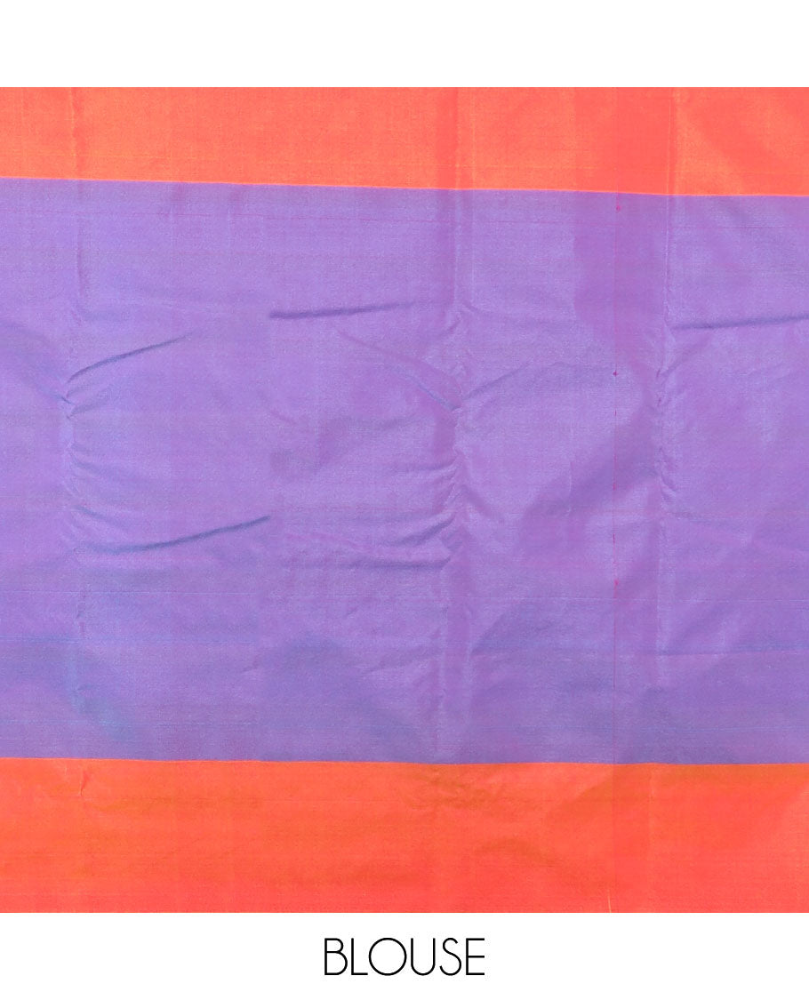 Multi-color zari checked design arani gift saree, contrast plain border & pallu of zari checked design