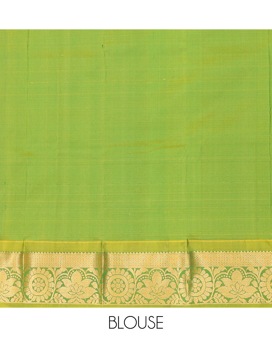 Multi-color checked with zari buttas navarathna pavadai material, traditional zari border & contrast zari design blouse
