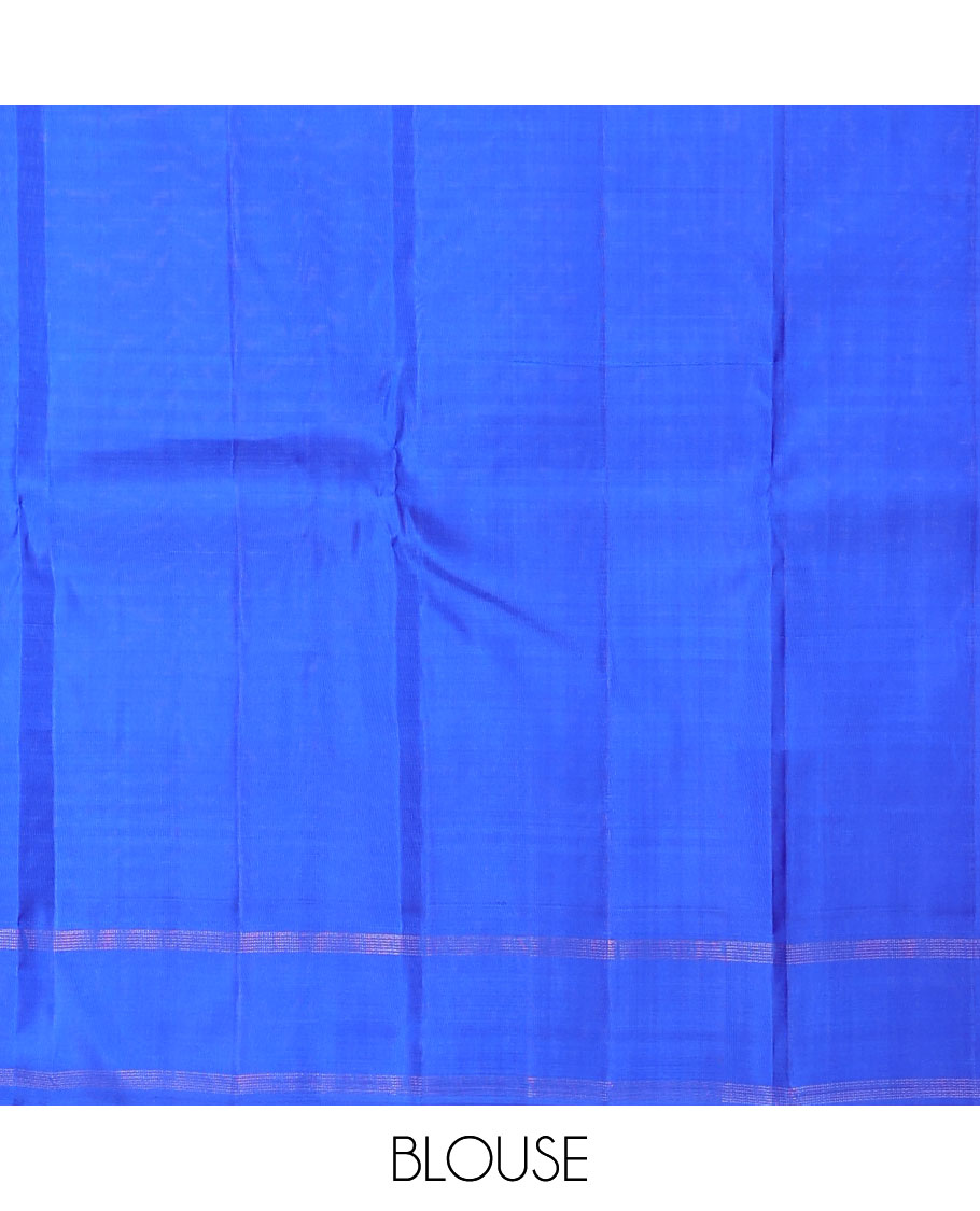 Blue striped silk saree with zari stripes, self-border of stripes & pallu of zari stripes