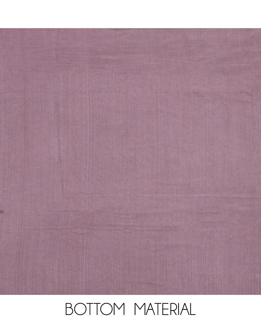 Purple chudidar material set, floral embroidered top, plain bottom & floral thread embroidered dupatta
