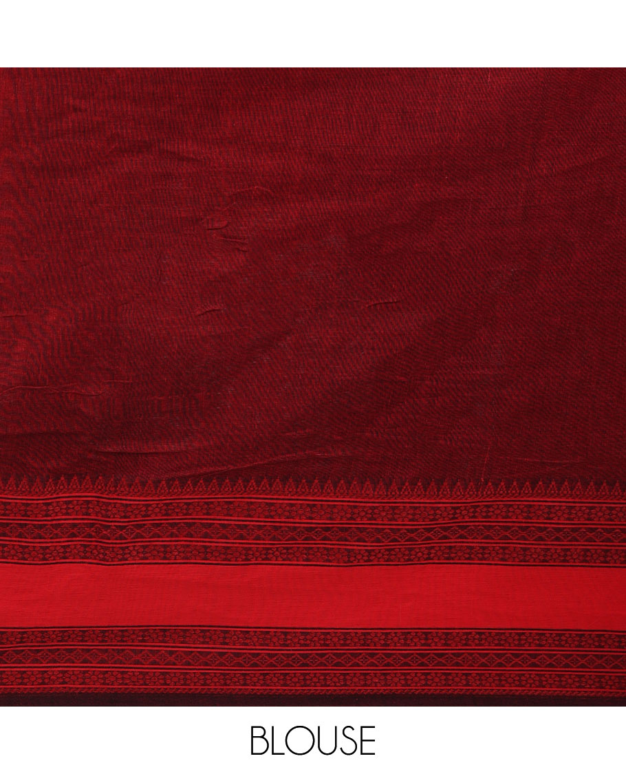 Yellow plain design khadi cotton saree, contrast traditional design border & pallu of stripes