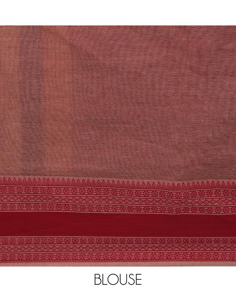 Yellow plain design khadi cotton saree, contrast traditional design border & pallu of stripes