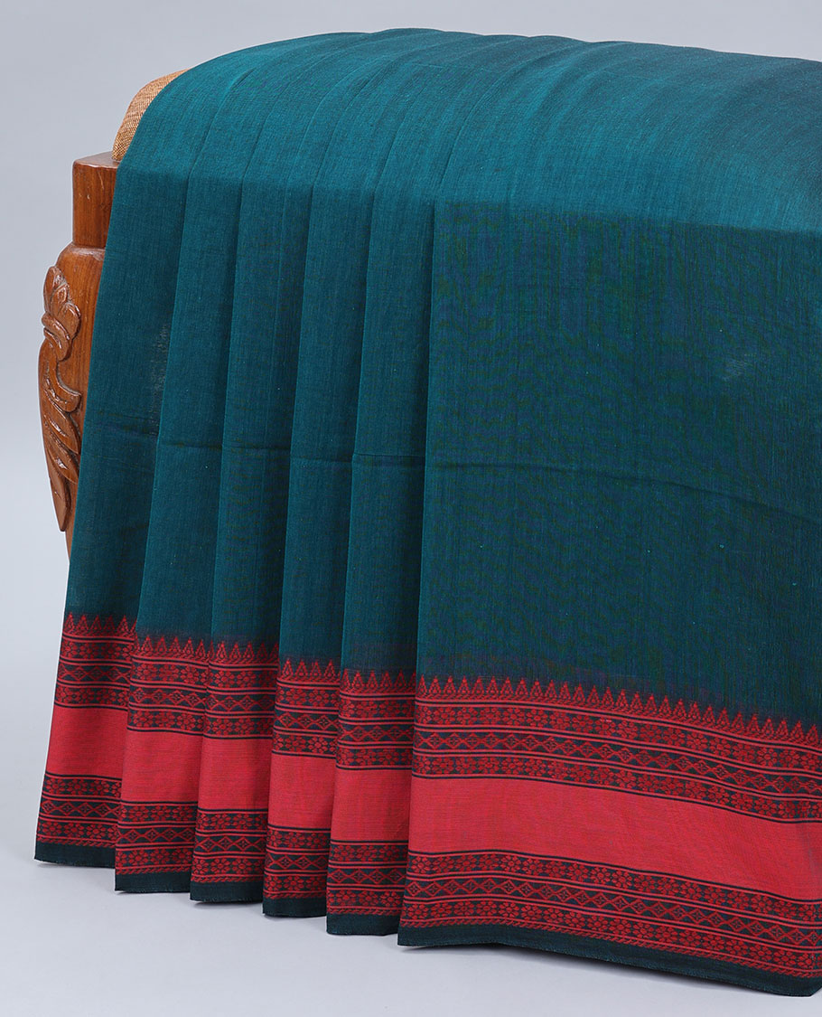 Yellow plain design khadi cotton saree, contrast traditional design border & pallu of stripes