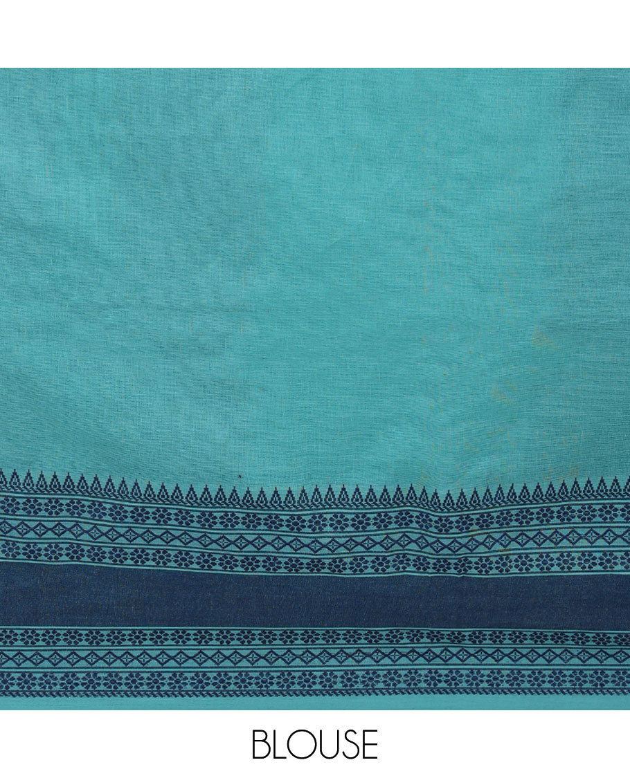 Yellow plain design khadi cotton saree, contrast traditional design border & pallu of stripes