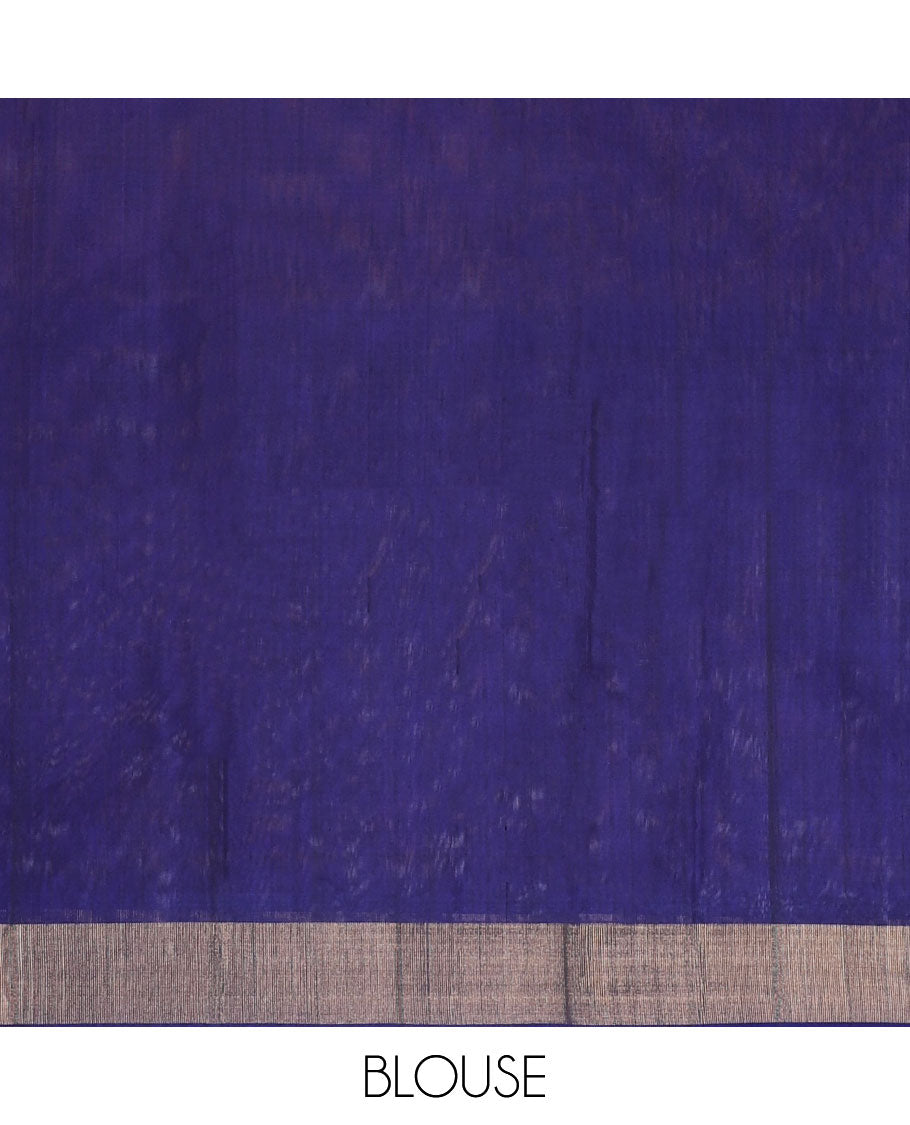 Orange ikkat buttas silk cotton saree, contrast vidarbha border & pallu of intricate ikkat designs