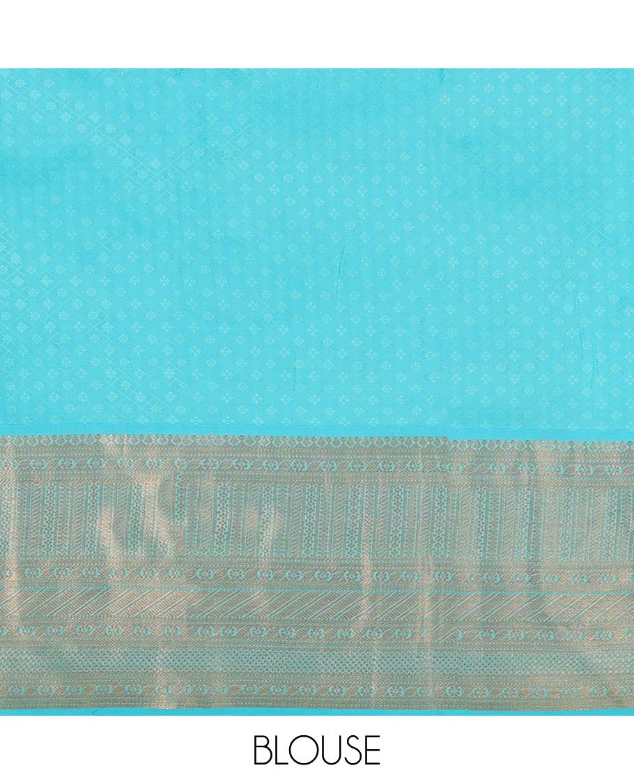 Yellow jacquard kanchipuram silk saree, contrast traditional design zari border & intricate pallu