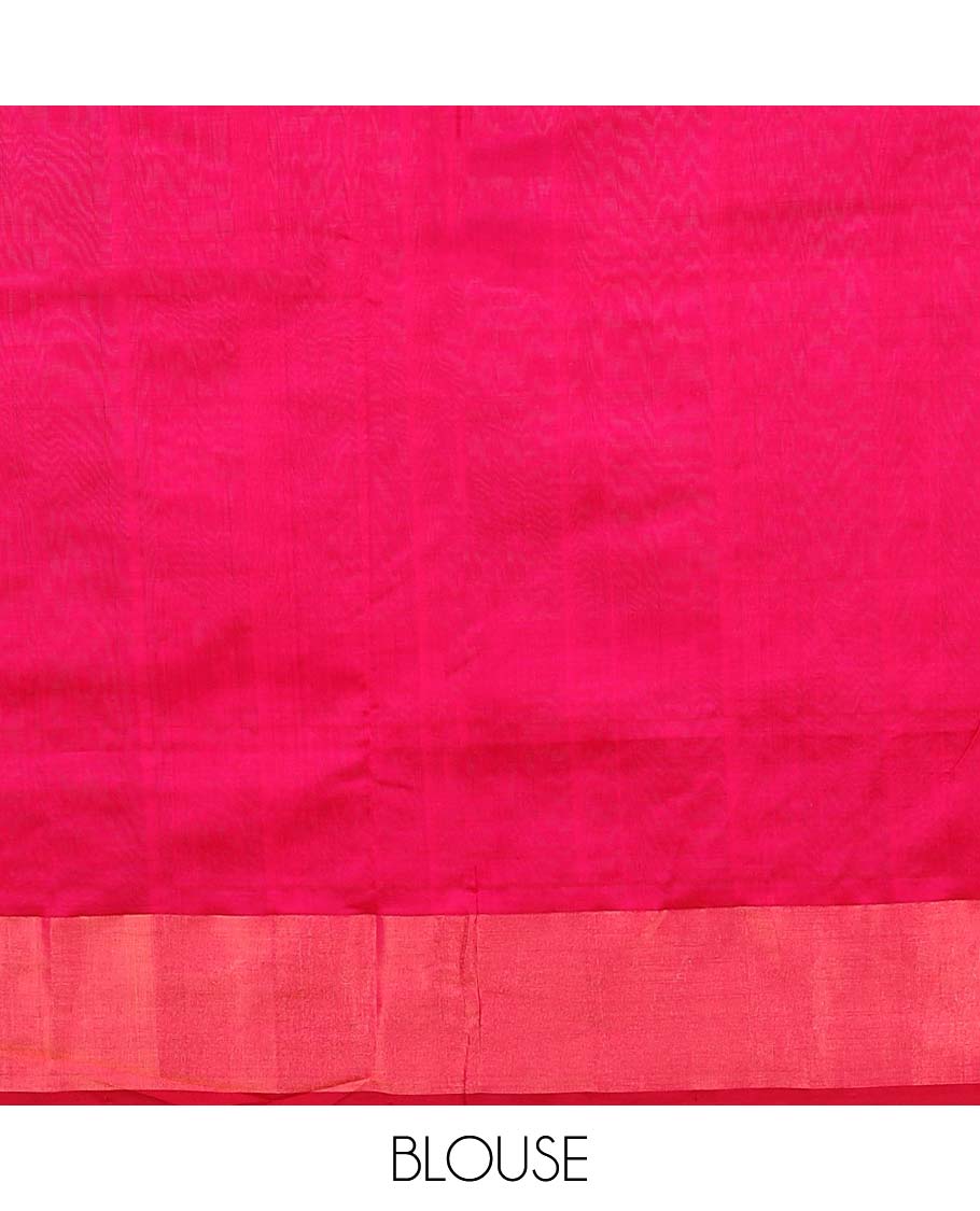 Pale Orange geometric patterned kuppadam cotton saree,bavanji border & contrast striped pallu