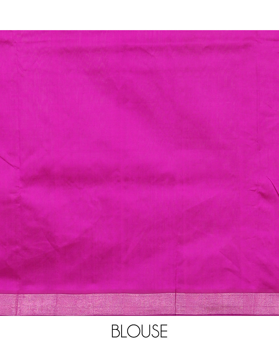 Green kuppadam cotton saree with buttas,bavanji border & contrast ogee patterned pallu