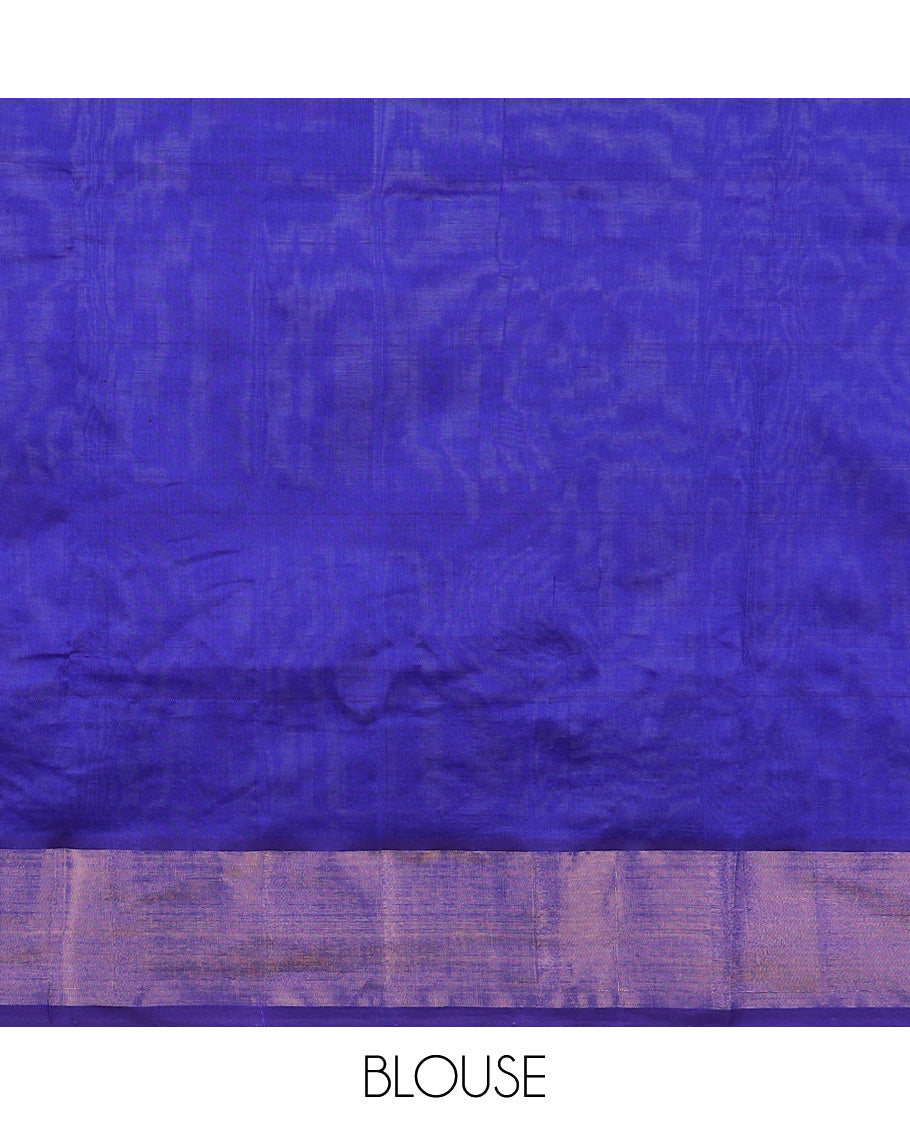 Multi-color checked kuppadam cotton saree with all-over buttas, self-border & pallu of stripes