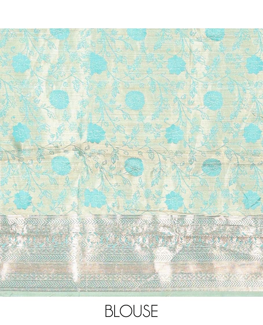 Blue zari buttas art silk half saree, traditional patterned border, zari design blouse & intricate dupatta