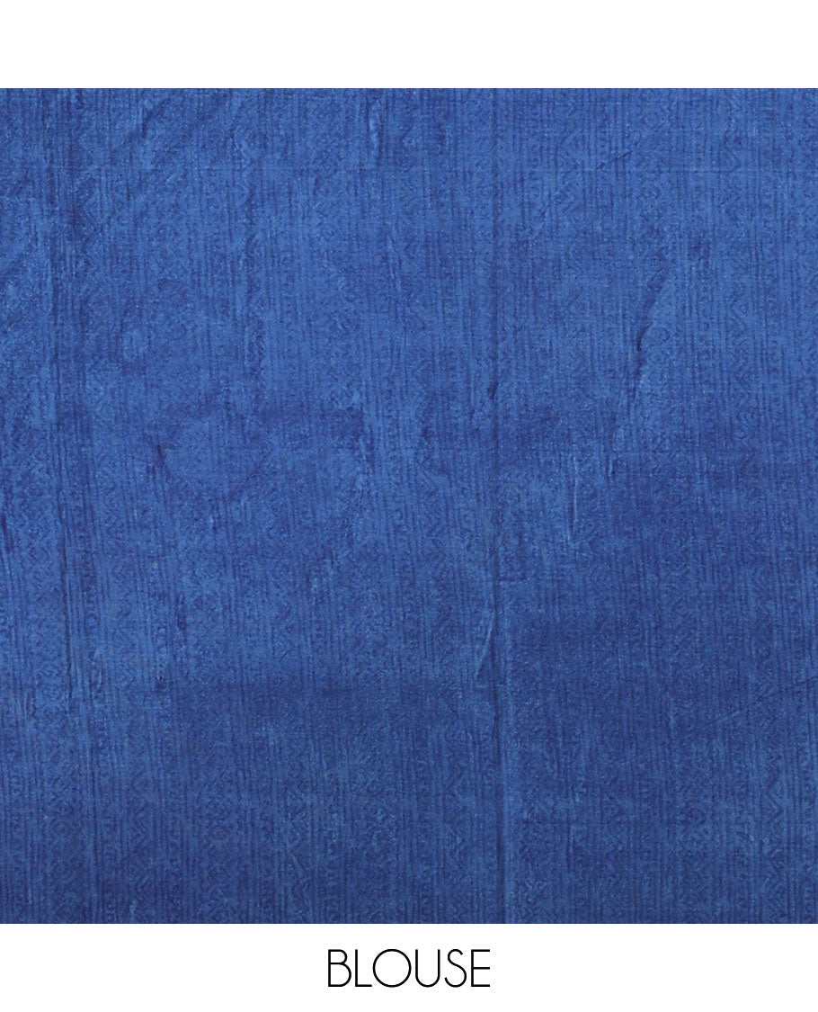 Off-white floral motifs semi-banaras printed saree, contrast floral printed border & intricately floral printed pallu