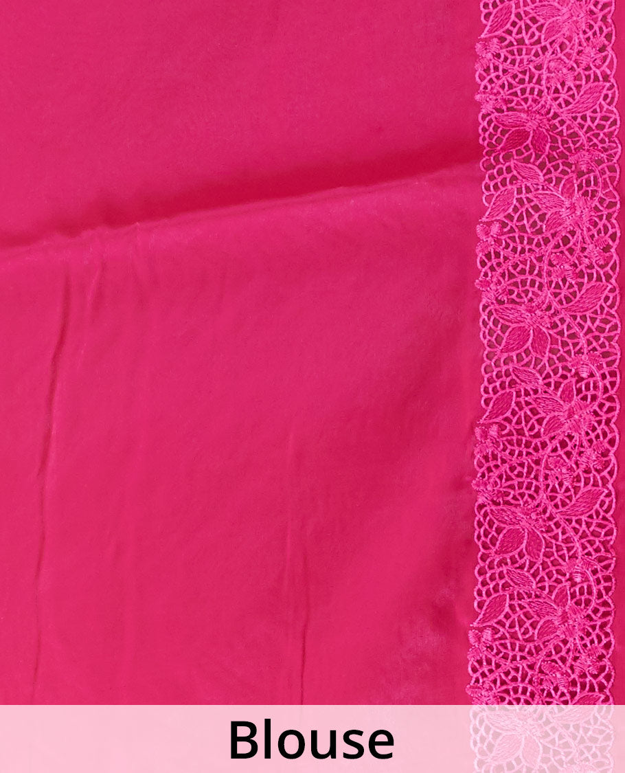 Pink geometric design sequins embroidered jimmy choo designer saree, scallop cut embroidered border