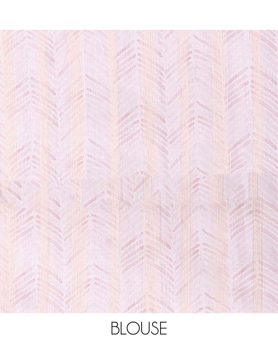 Pink paisley design semi banaras tissue saree, self-border & pallu of floral print