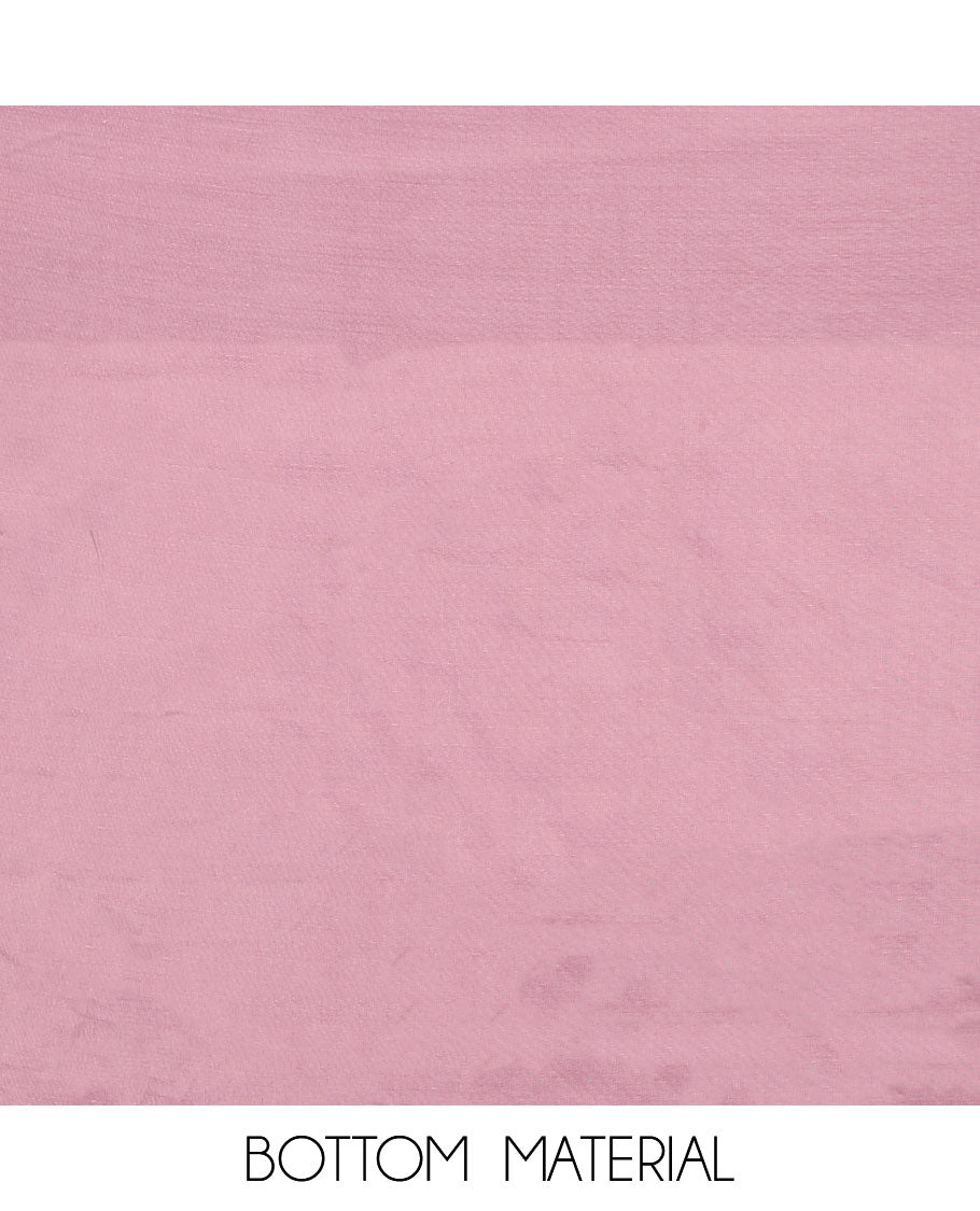 Pink chudidhar material set, uniquely printed & embroidery top, plain bottom & geometric printed dupatta