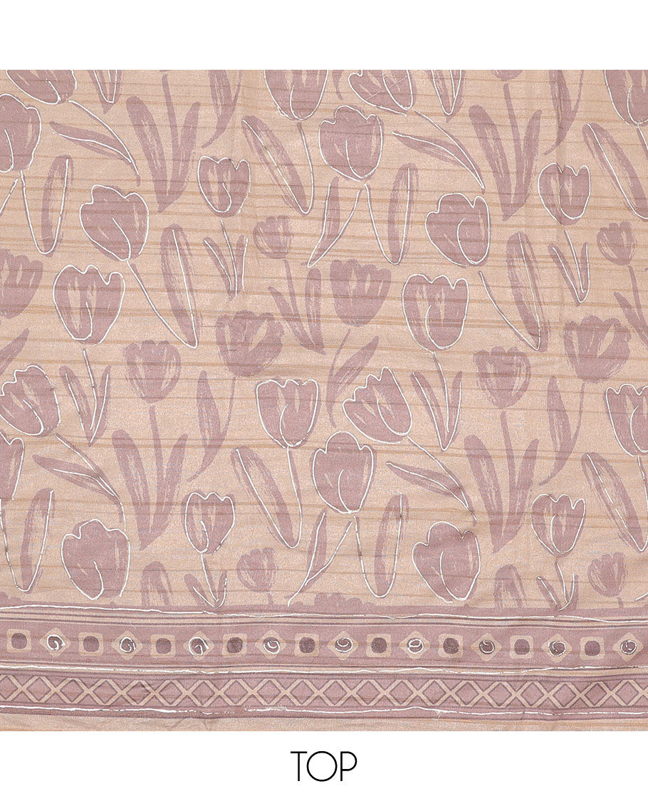 Pink chudidhar material set, floral printed & embroidered top, plain bottom & geometric printed dupatta
