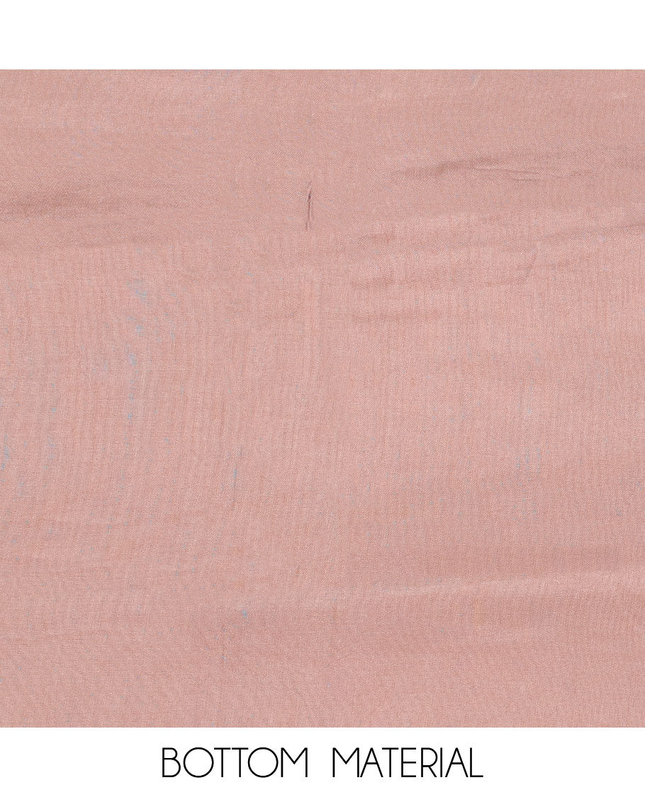 Pink chudidhar material set, floral printed & embroidered top, plain bottom & geometric printed dupatta
