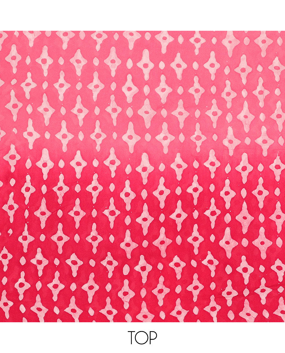 Pink chudidhar material set, unique batik printed top, plain bottom & batik printed dupatta