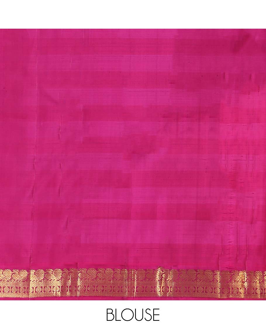 Multi-color checked kancheepuram silksaree, zari border of mayil,muthu,kathir & poun & contrast zari design pallu