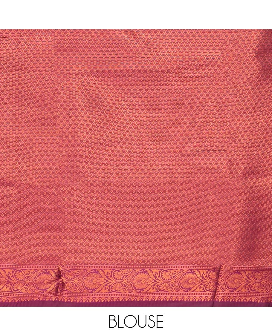 Pack of 2 combo litchi sarees, blue & orange floral vine sarees with contrast intricately designed zari pallu