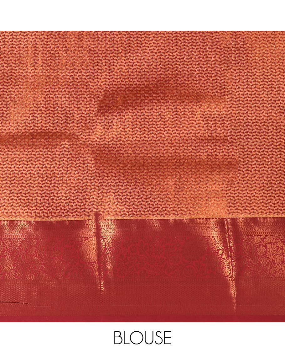 Sandal jacquard budget silk saree, contrast traditional zari design border & intricate pallu