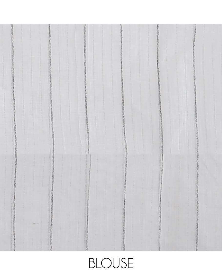Grey plain jute cotton saree, zari border & striped pallu