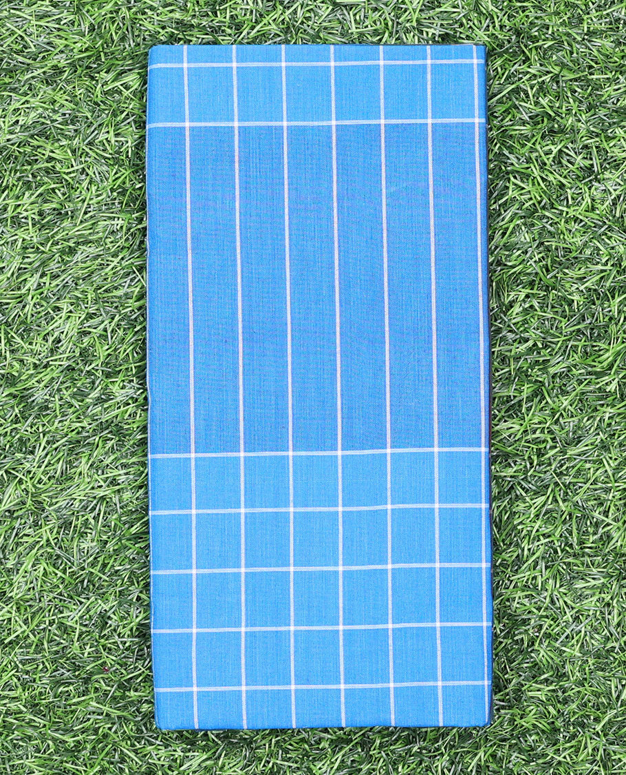 Blue horizontal & vertical striped cozy pure cotton lungi