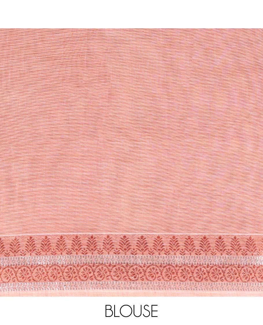 Pink zari buttas coimbatore cotton saree, traditional border & pallu of intricate designs