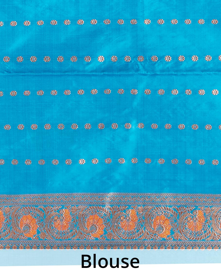 Pink banaras kathaan silk saree, contrast traditional zari border of meenakari floral creeper designs & intricate pallu