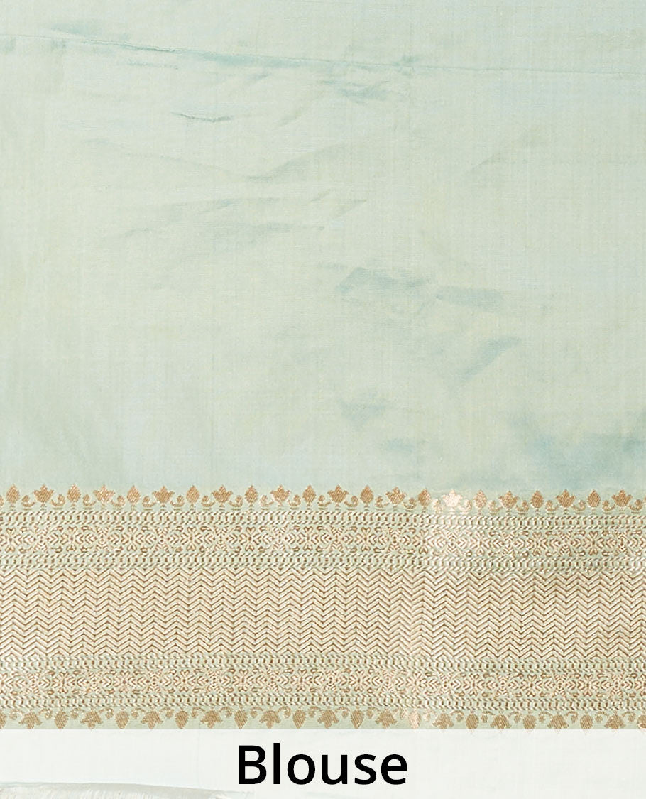 Blue floral jacquard design pure banaras silk saree, zari border of traditional designs