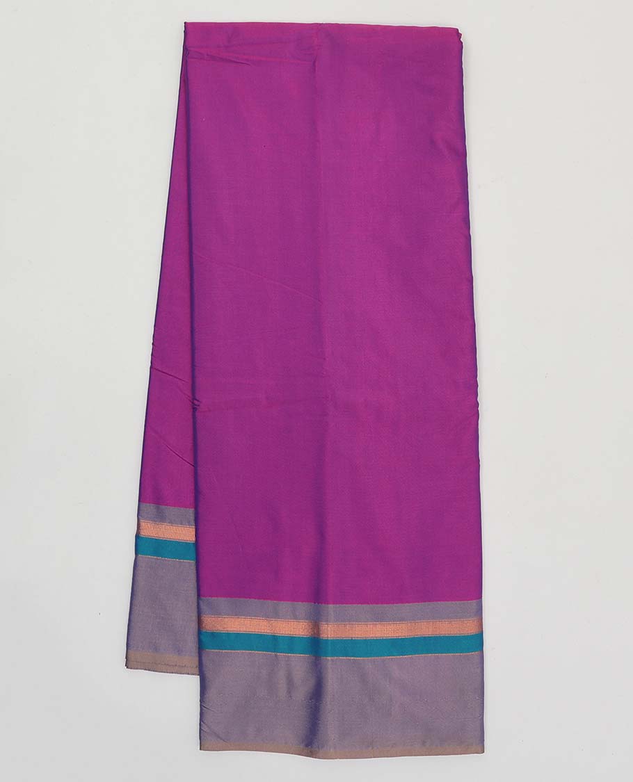 Purple plain design aarani gift saree, contrast striped border