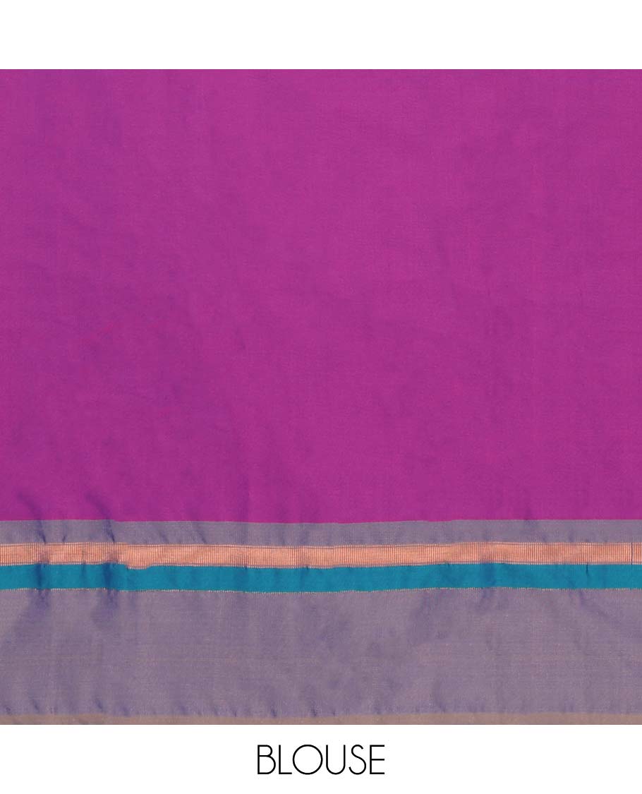 Purple plain design aarani gift saree, contrast striped border