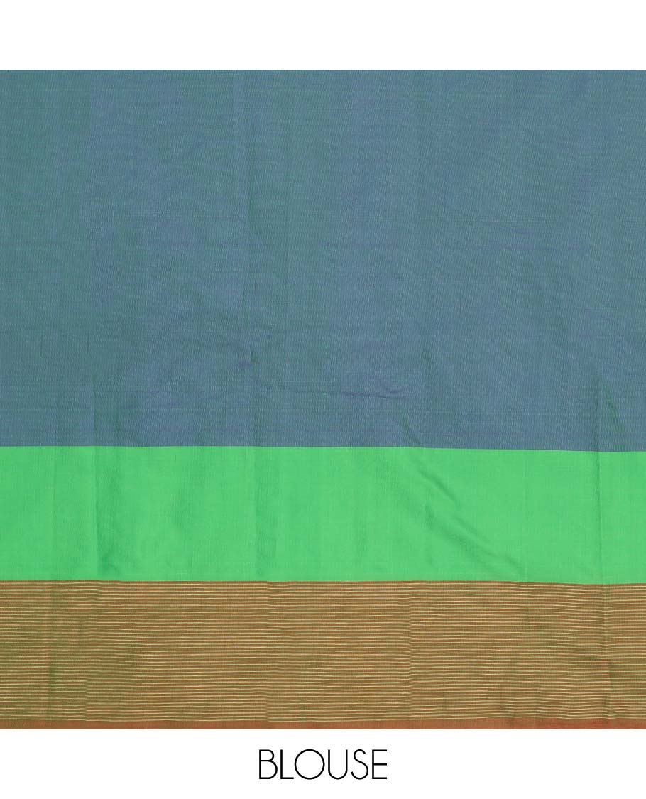 Purple unique buttas aarani gift saree, contrast border of stripes & buttas