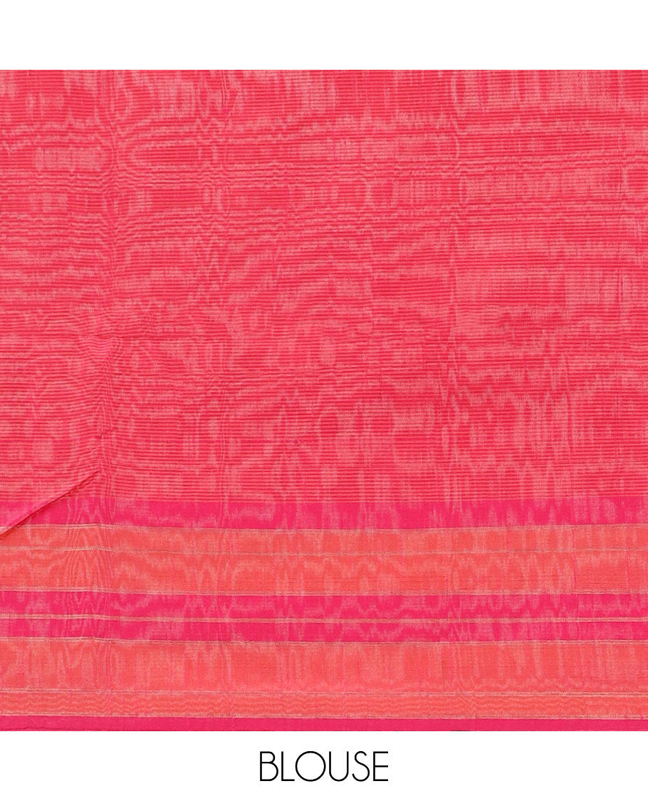 Orange micro-checked art dupion saree, contrast vidarbha striped border & traditional patterned pallu