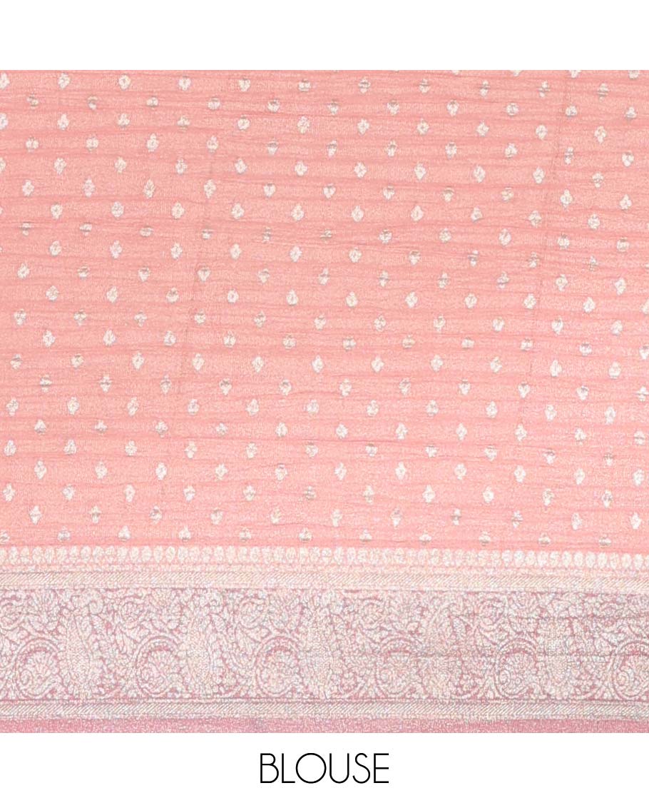 Multi-color rangkat-style crushed tissue saree with buttas, traditional design border & intricate pallu
