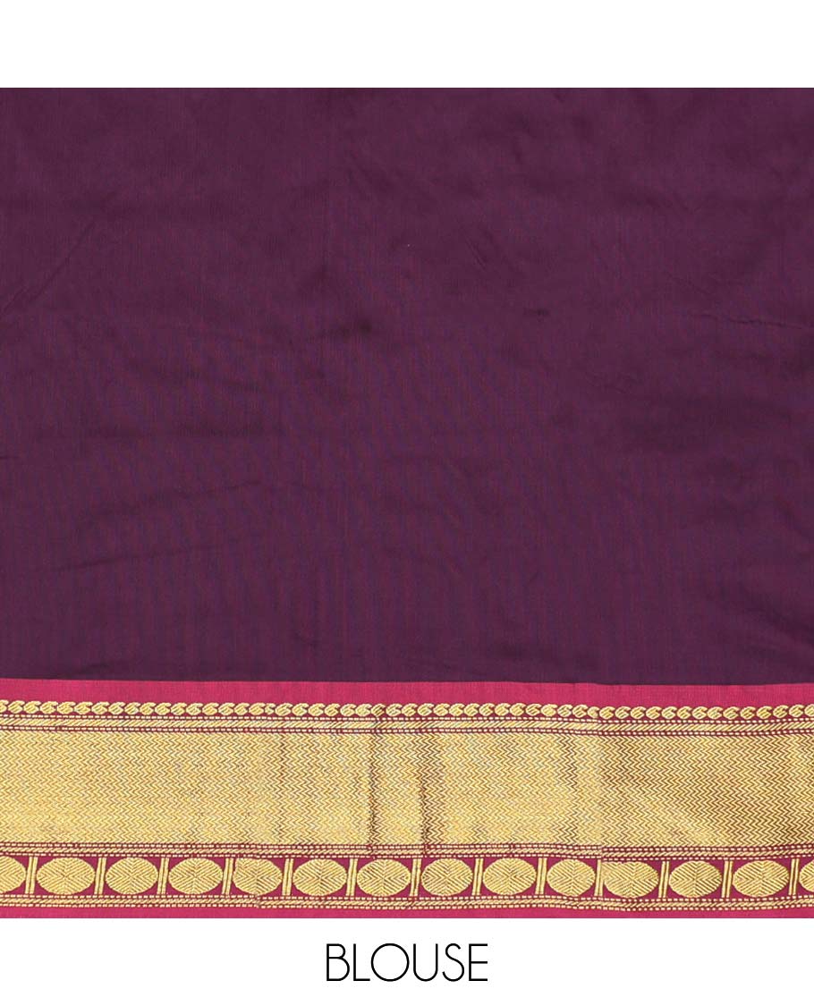 Green plain design gift saree, contrast traditional zari design border