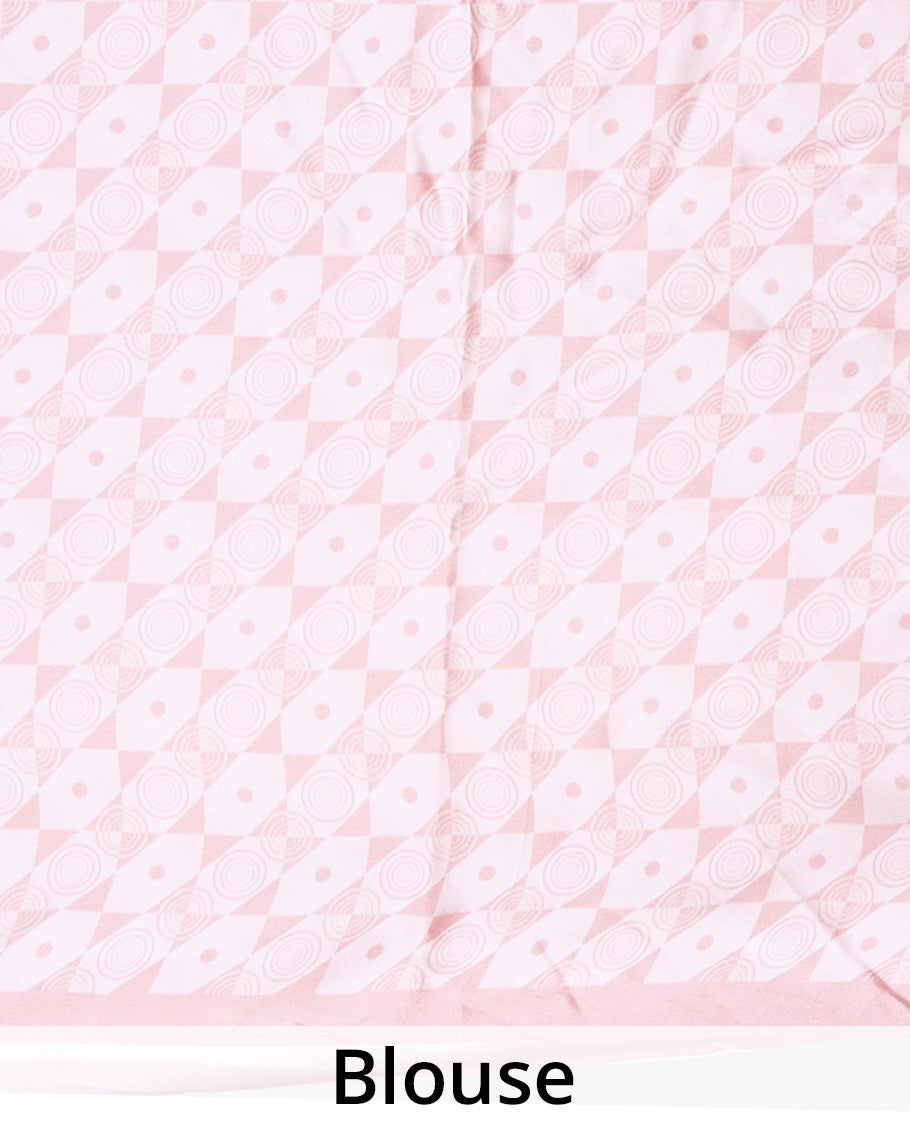 Pink colorful floral motifs digital printed pure satin silk saree