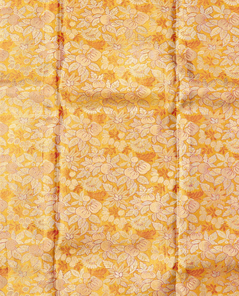 Orange jacquard pure silk half saree,jaal dhavani,contrast jacquard blouse & border of thilakam,muthu,mayil & mayil kann
