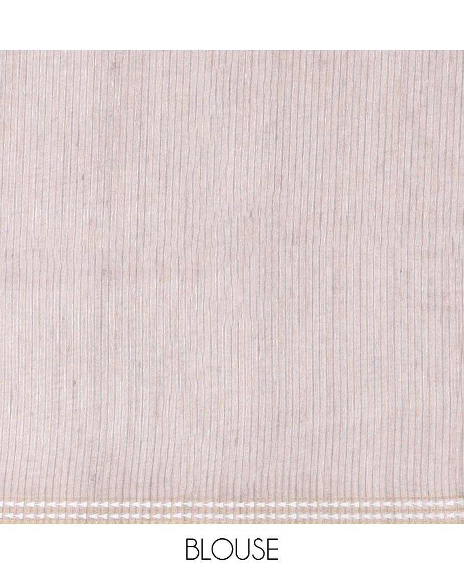 Grey diamond motifs semi-banaras art tussar saree, contrast vidarbha border & striped pallu
