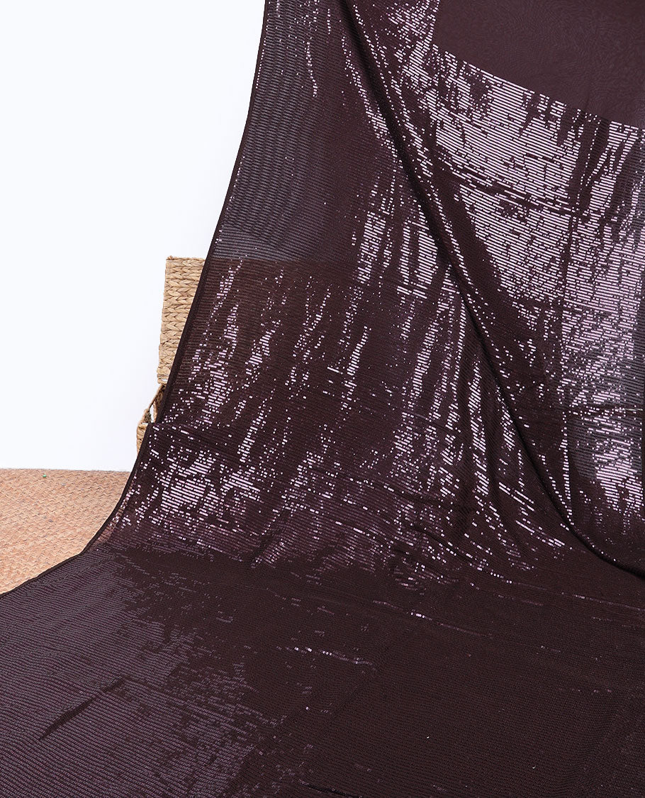 Borderless brown sequins embroidered designer saree