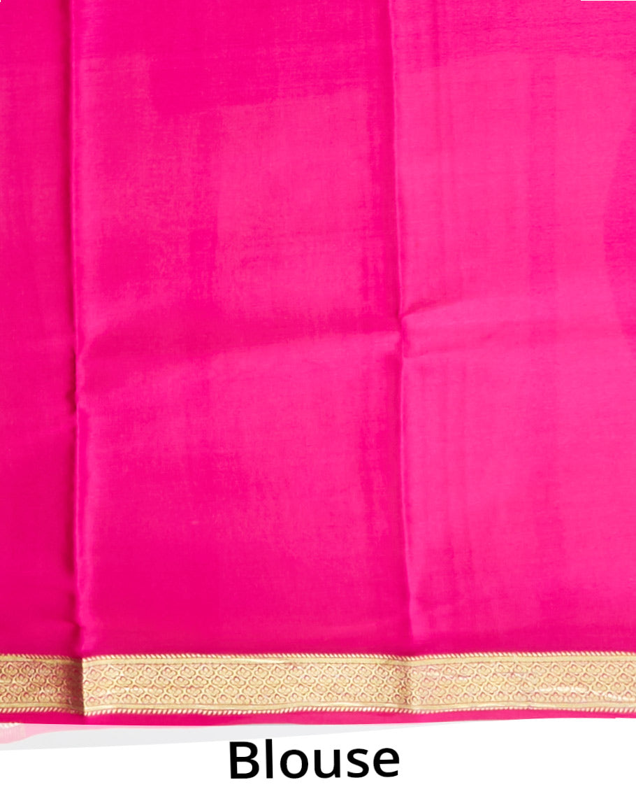 Blue checked design mysore silk saree, contrast traditional design zari border
