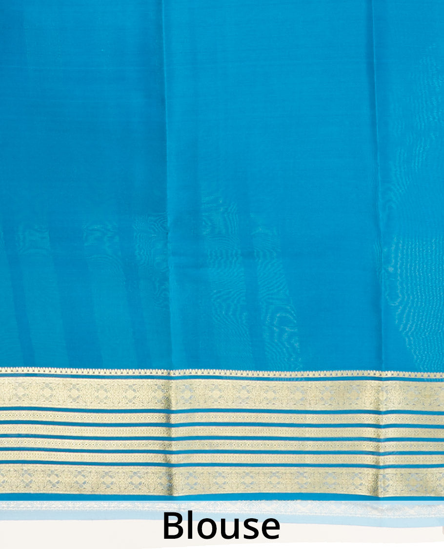 Green mysore silk saree with zari designs, contrast border steeped with traditional zari designs