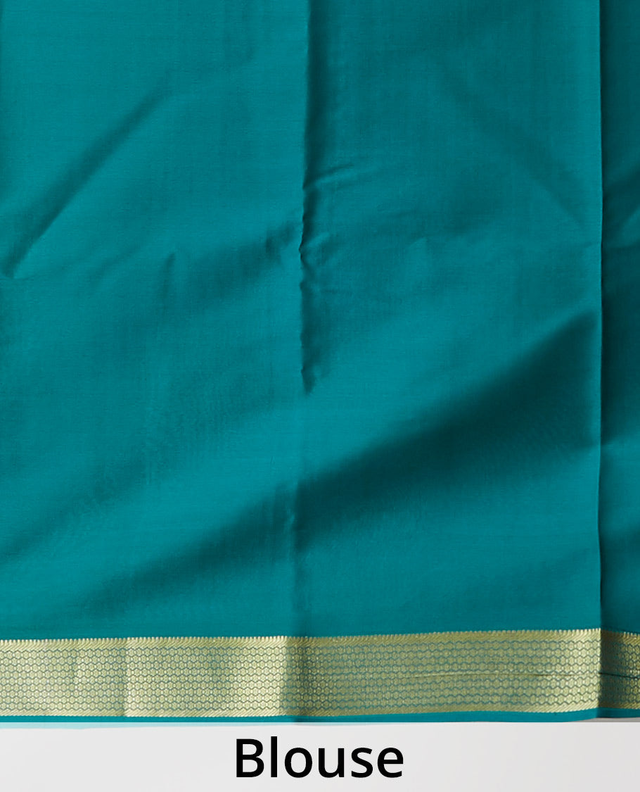 Red zari checked design Mysore silk saree, contrast traditional zari design border