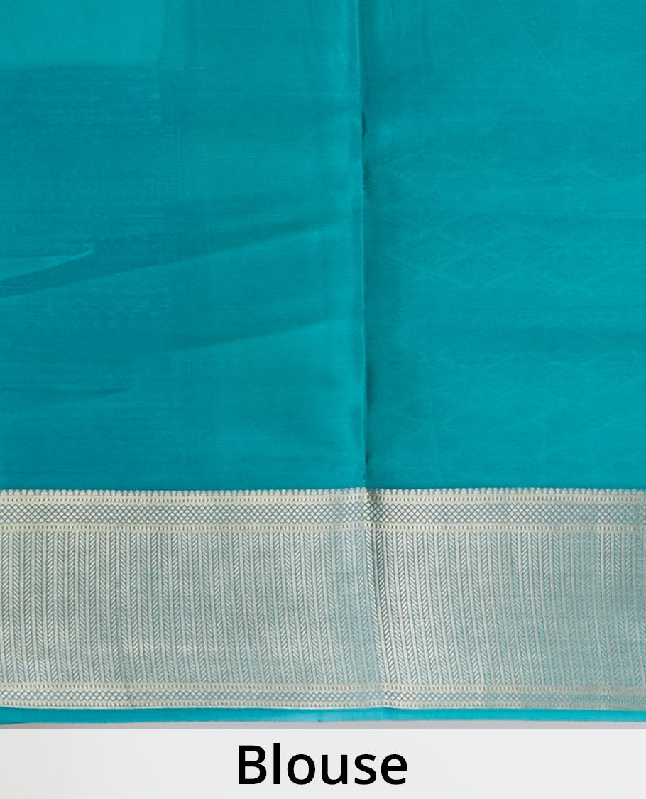 Multi-color pichwai lotus motifs printed mysore silk saree with zari designs, contrast traditional zari design border