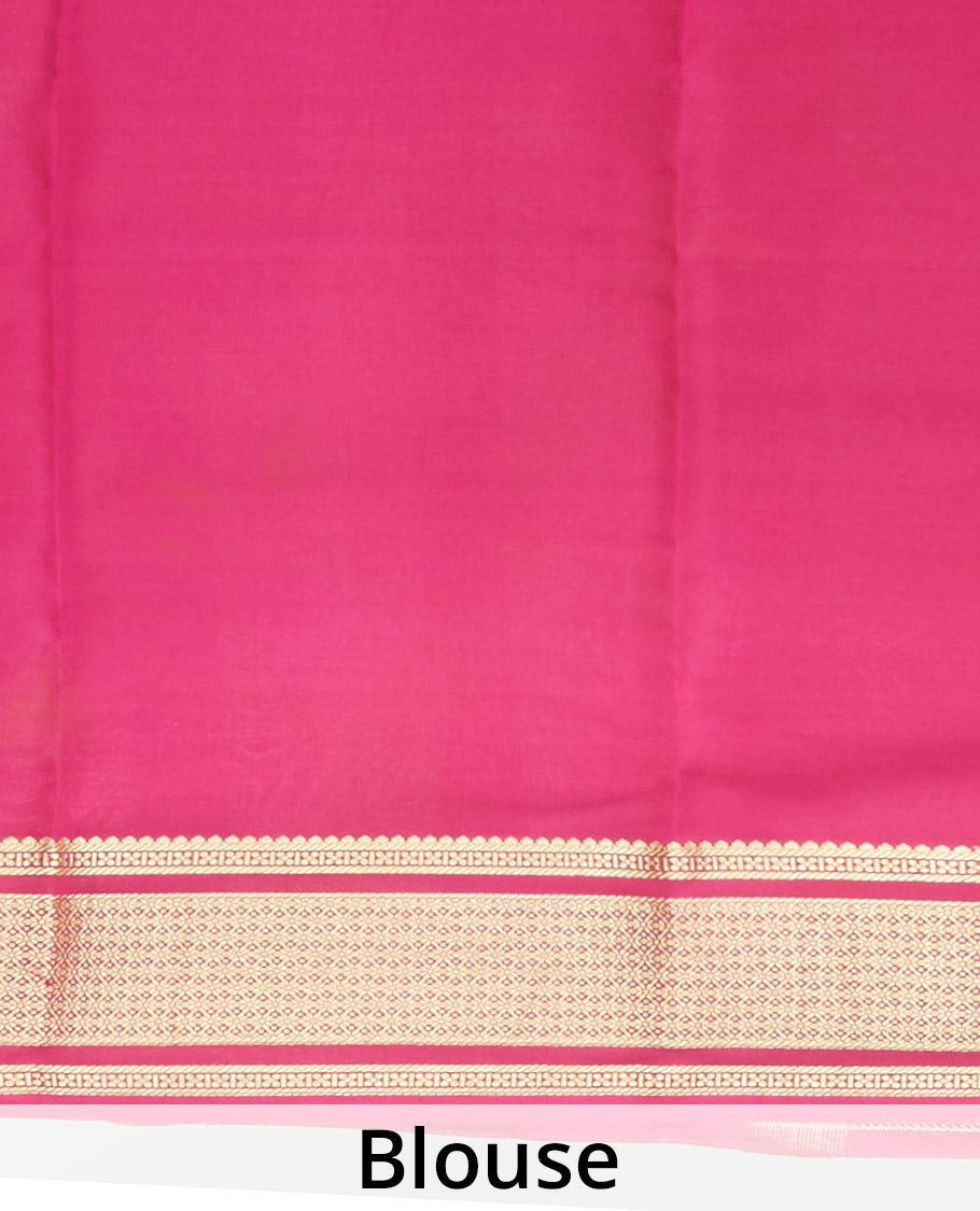 Green zari designs Mysore silk saree, contrast zari border steeped with traditional designs