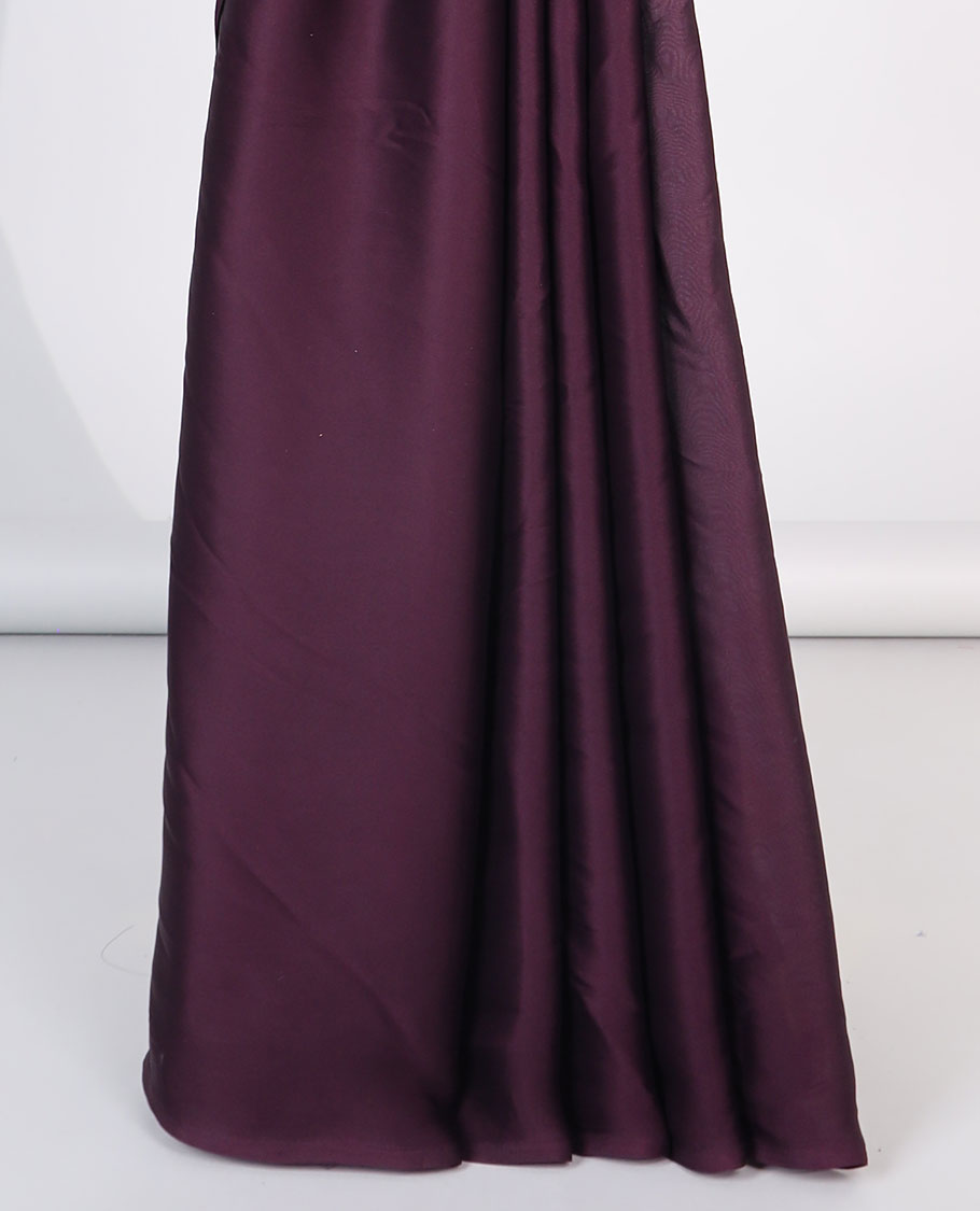 Borderless maroon plain design semi-banaras crepe saree