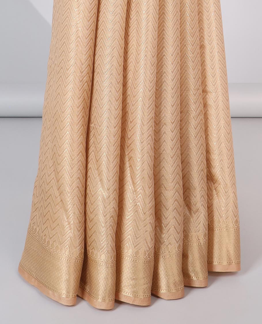 Sandal jacquard semi-banaras tissue, traditional zari border & intricate pallu