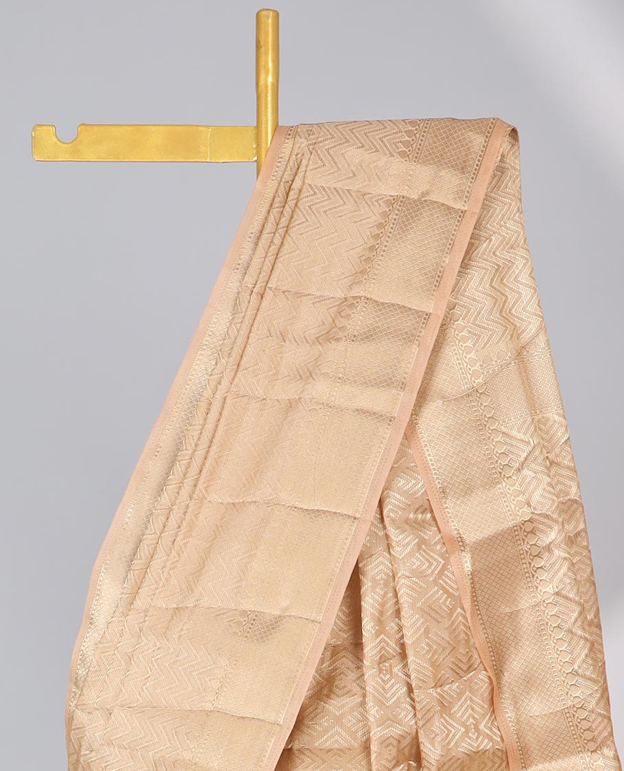Sandal jacquard semi-banaras tissue, traditional zari border & intricate pallu