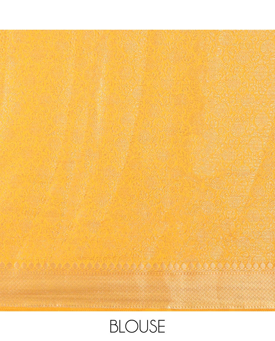 Orange chevron design saree, traditional design border & pallu of jaal designs