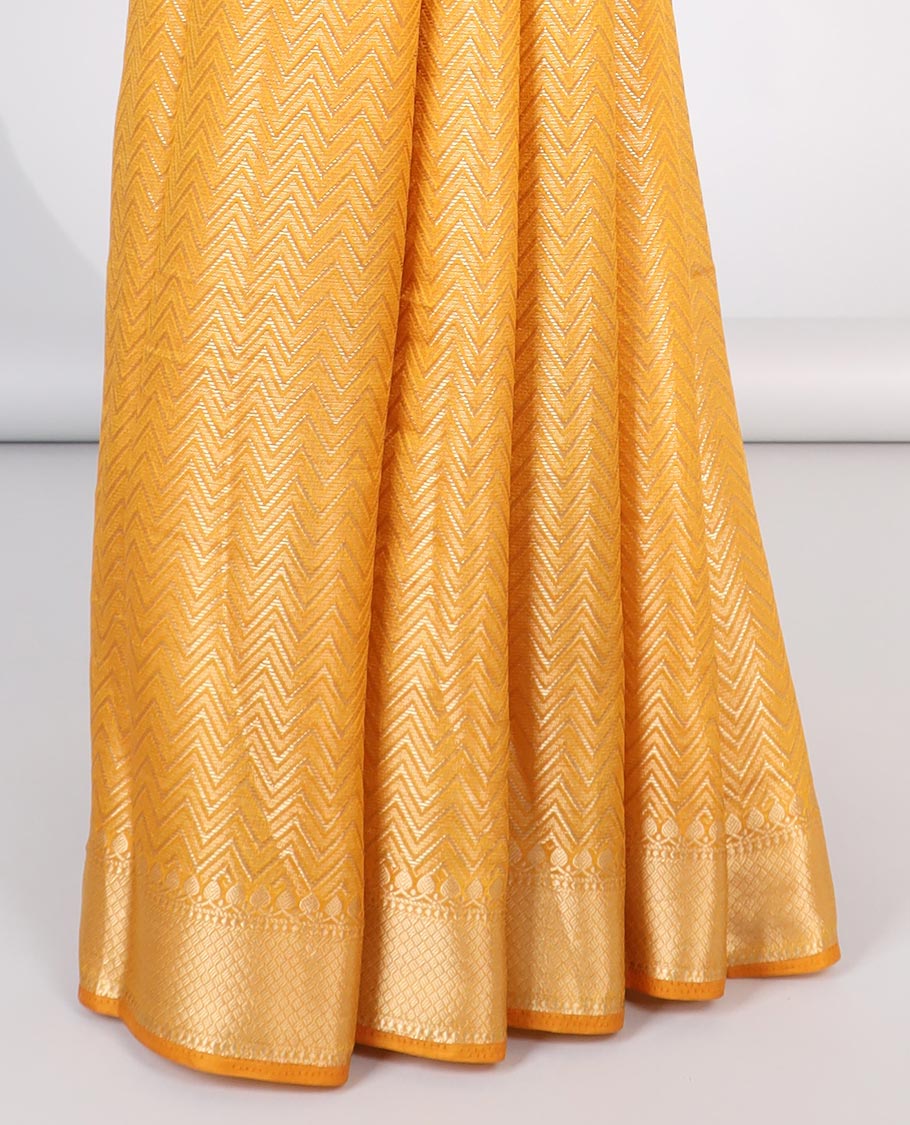 Orange chevron design saree, traditional design border & pallu of jaal designs